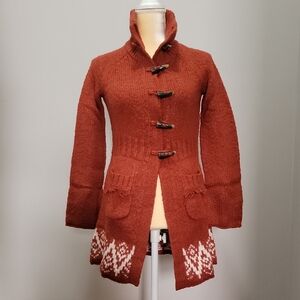Rust Orange Cardigan with Toggle Closure Sz.S